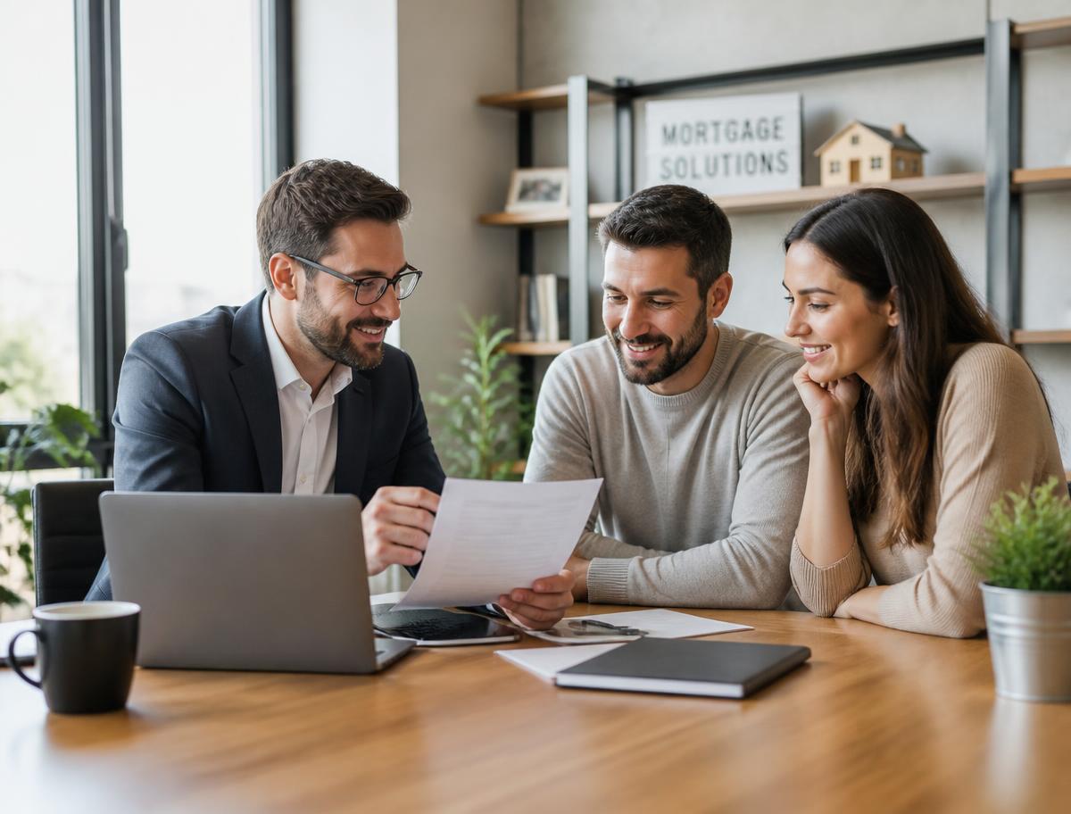 A Division One Lending loan officer reviewing mortgage options with clients